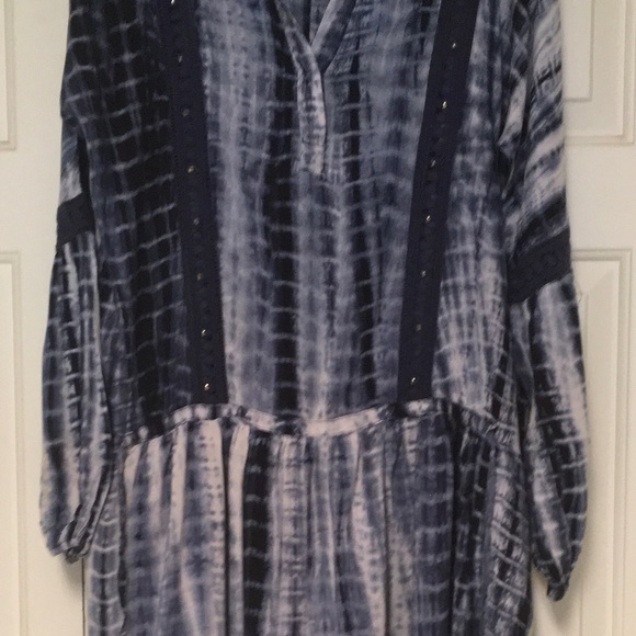 Romeo & Juliet large blue multi colored Couture Long Sleeve Dress open f… - Picture 4 of 10